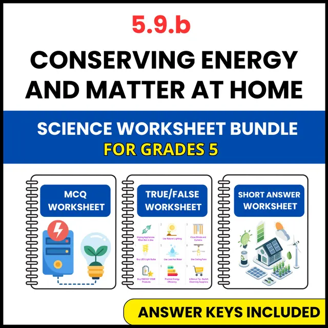 VA SOL Science | Conserving Energy and Matter at Home | 3 Worksheets | Grade 5