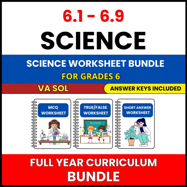 VA SOL Science | Full Year Curriculum | 405 Worksheets BUNDLE | Grade 6