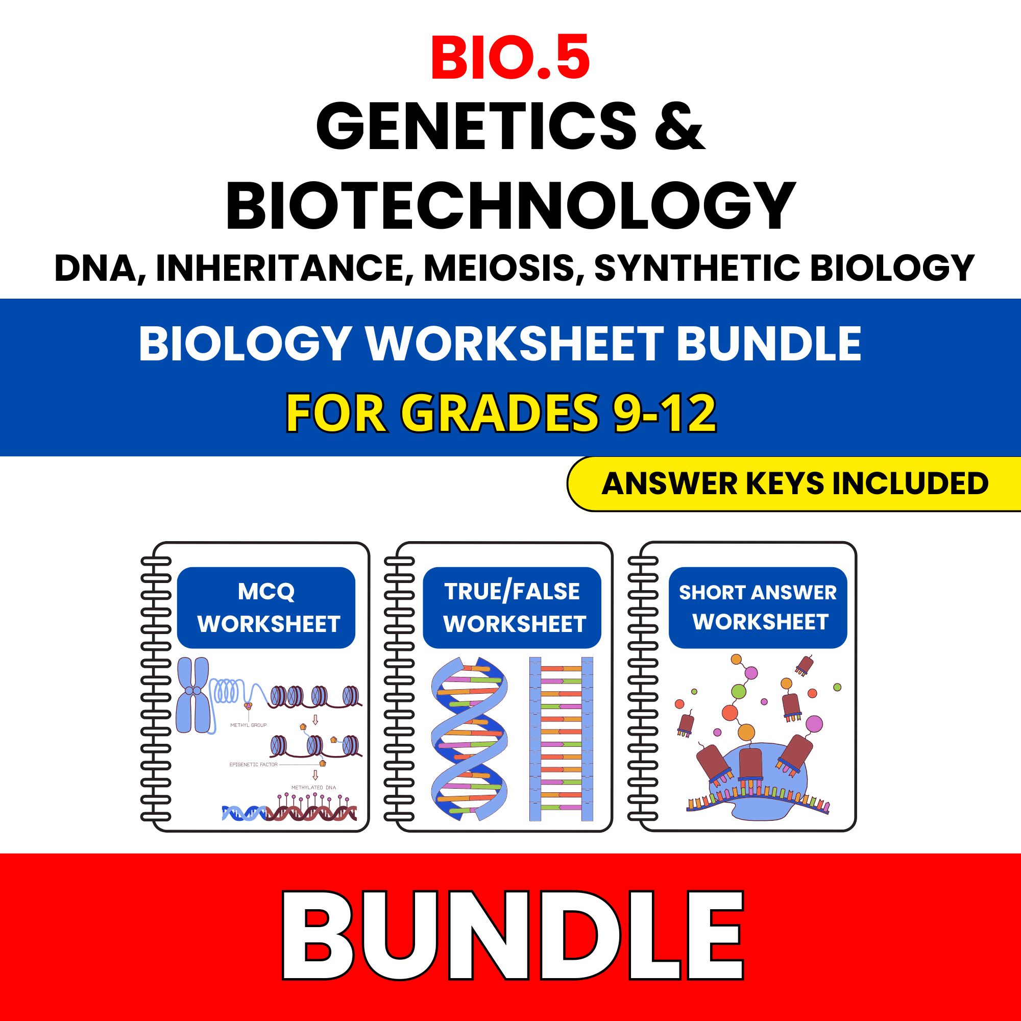 VA SOL Biology | Genetics and Biotechnology | 45 Worksheets BUNDLE | Grade 9-12