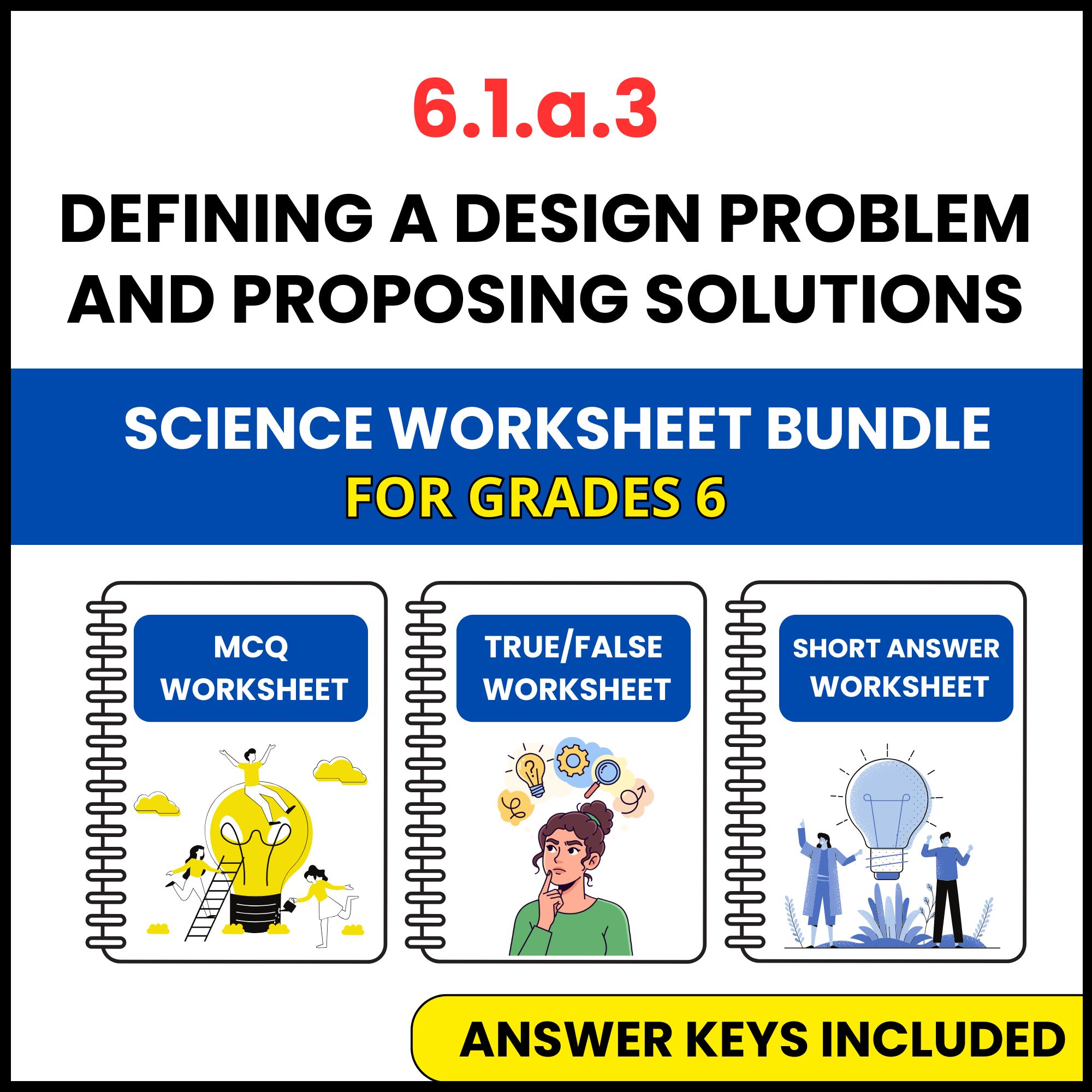 VA SOL Science | Defining a Design Problem | 3 Worksheets | Grade 6