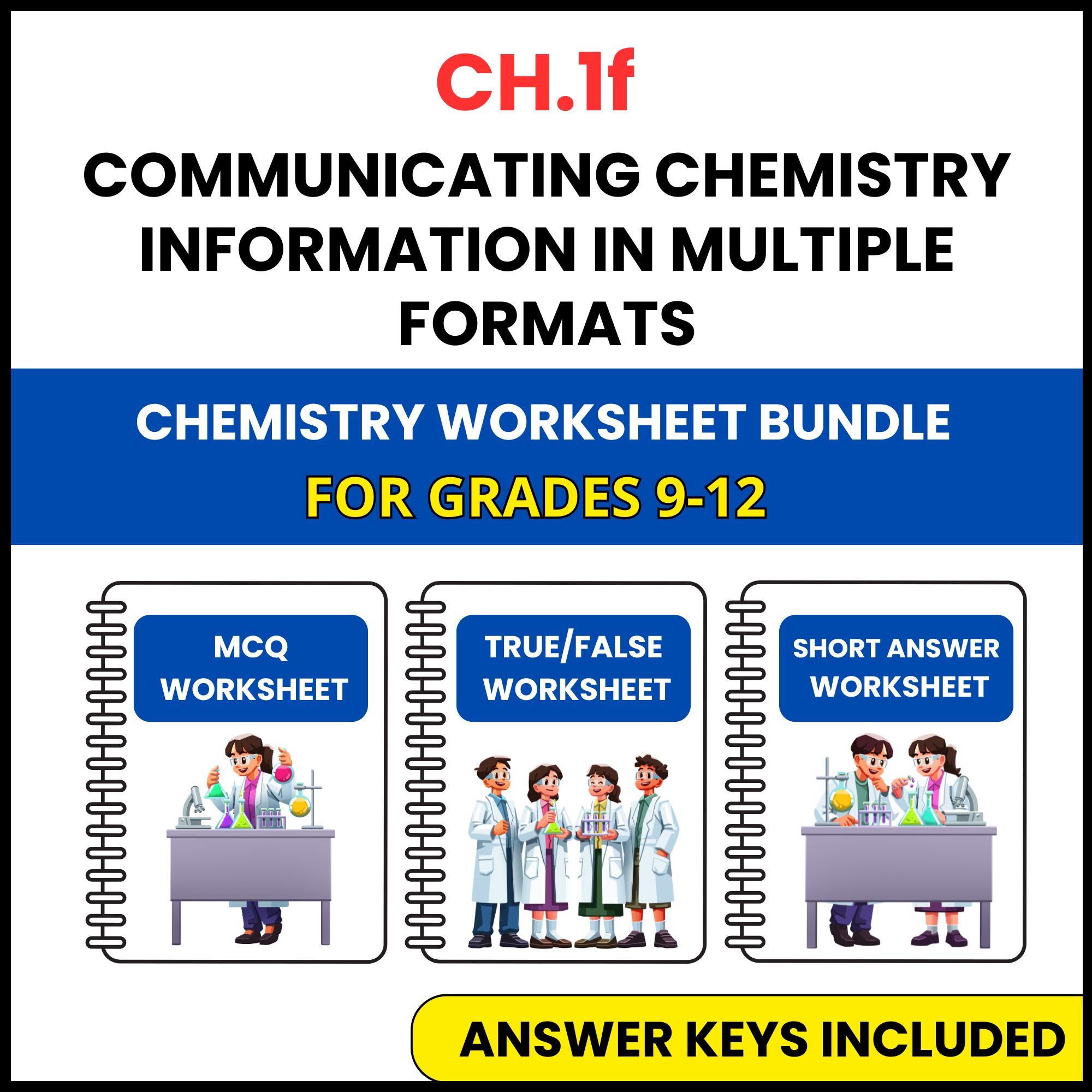 VA SOL Chemistry | Communicating Chemistry | 3 Worksheets | Grade 9-12