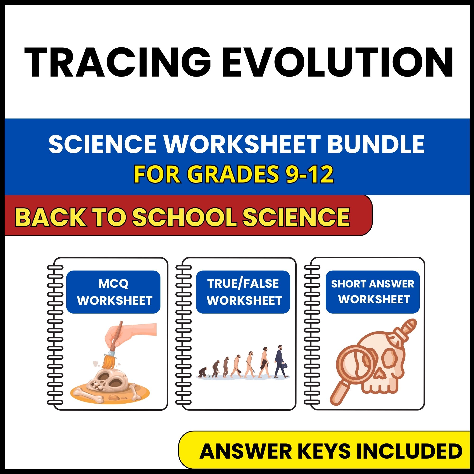 Back to School | Tracing Evolution | 3 Worksheets | Grade 9-12