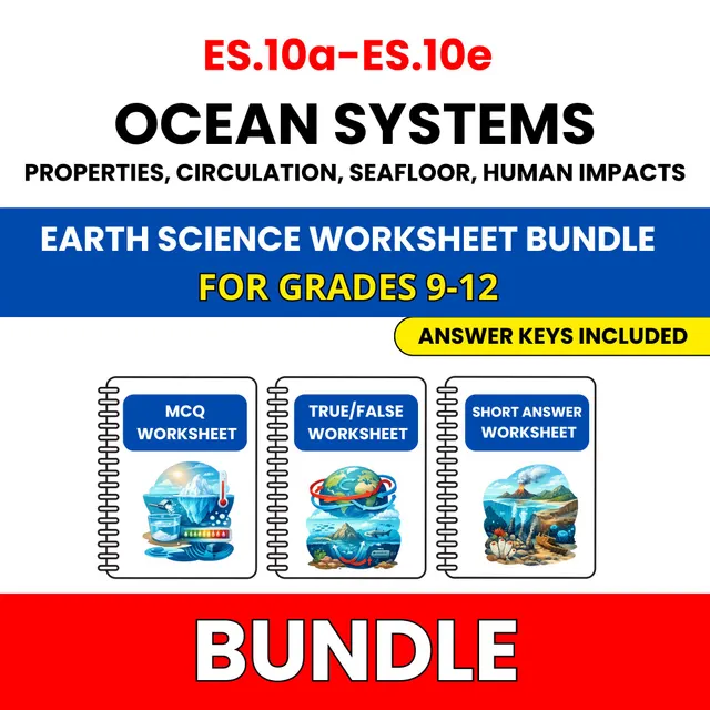VA SOL Earth Science | Ocean Systems | 45 Worksheets BUNDLE | Grade 9-12