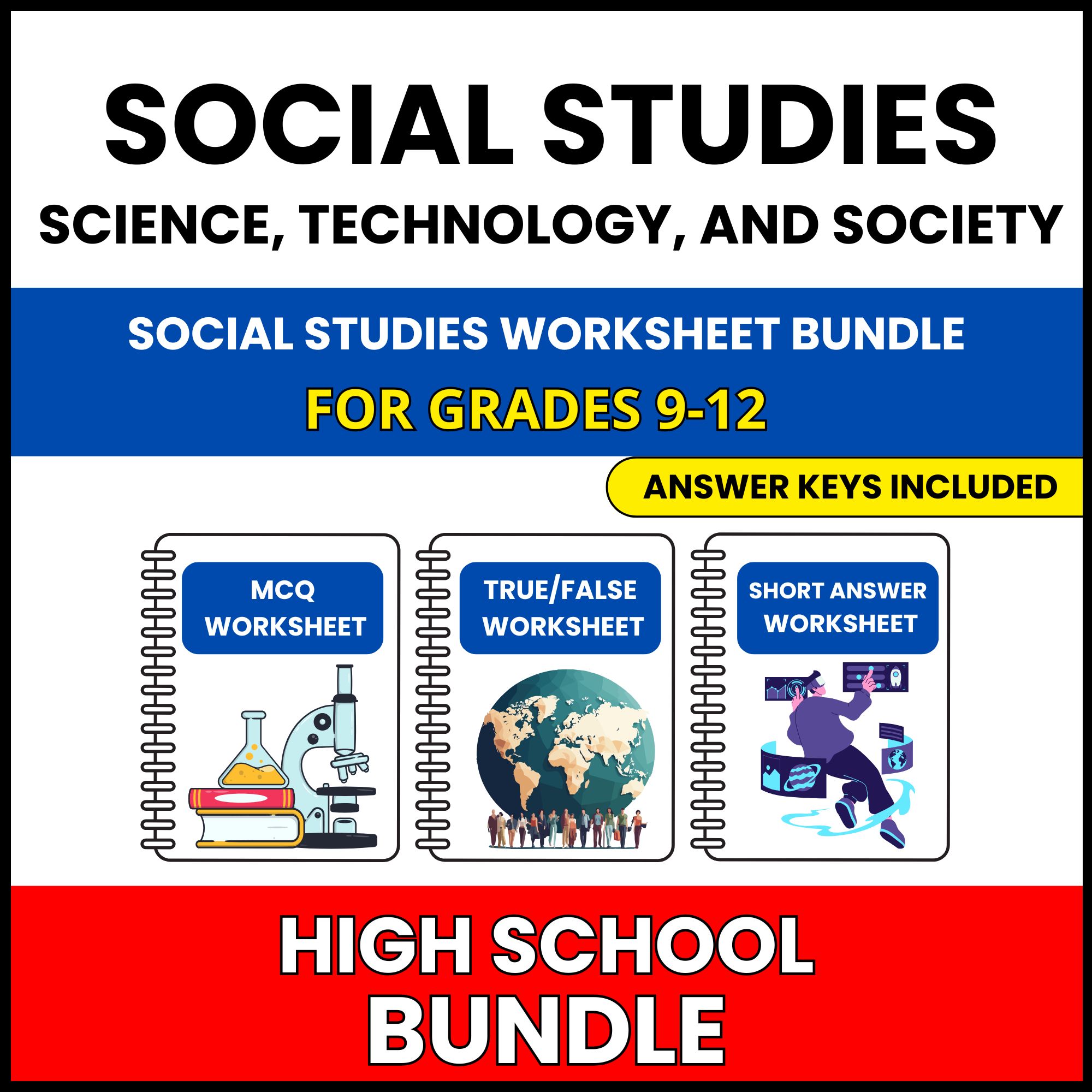 HS Social Studies | Science, Technology, | 60 Worksheets BUNDLE | Grade 9-12