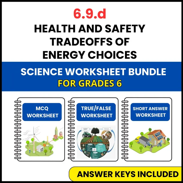VA SOL Science | Health and Safety Tradeoffs of Energy | 3 Worksheets | Grade 6