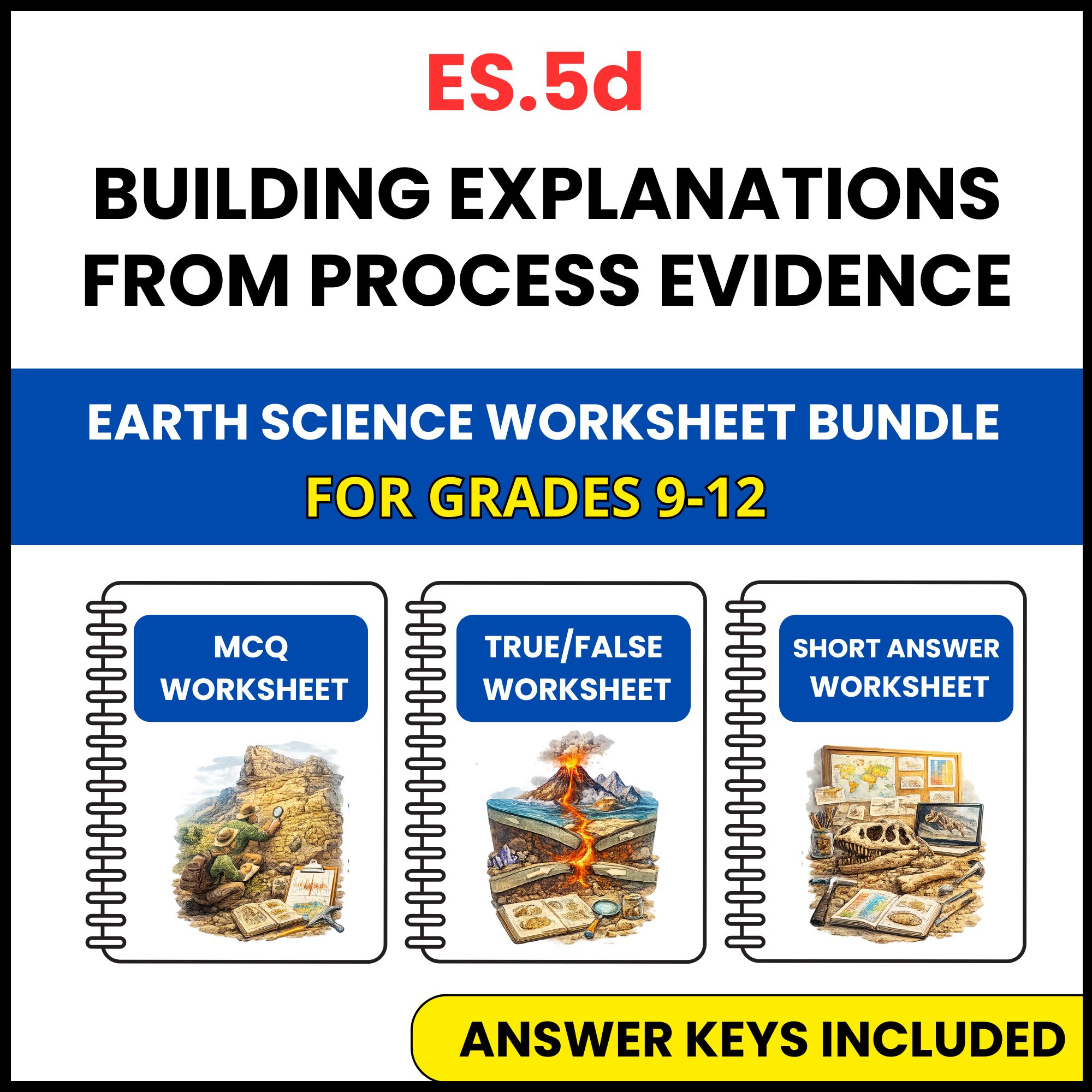VA SOL Earth Science | Explanations from Process | 3 Worksheets | Grade 9-12