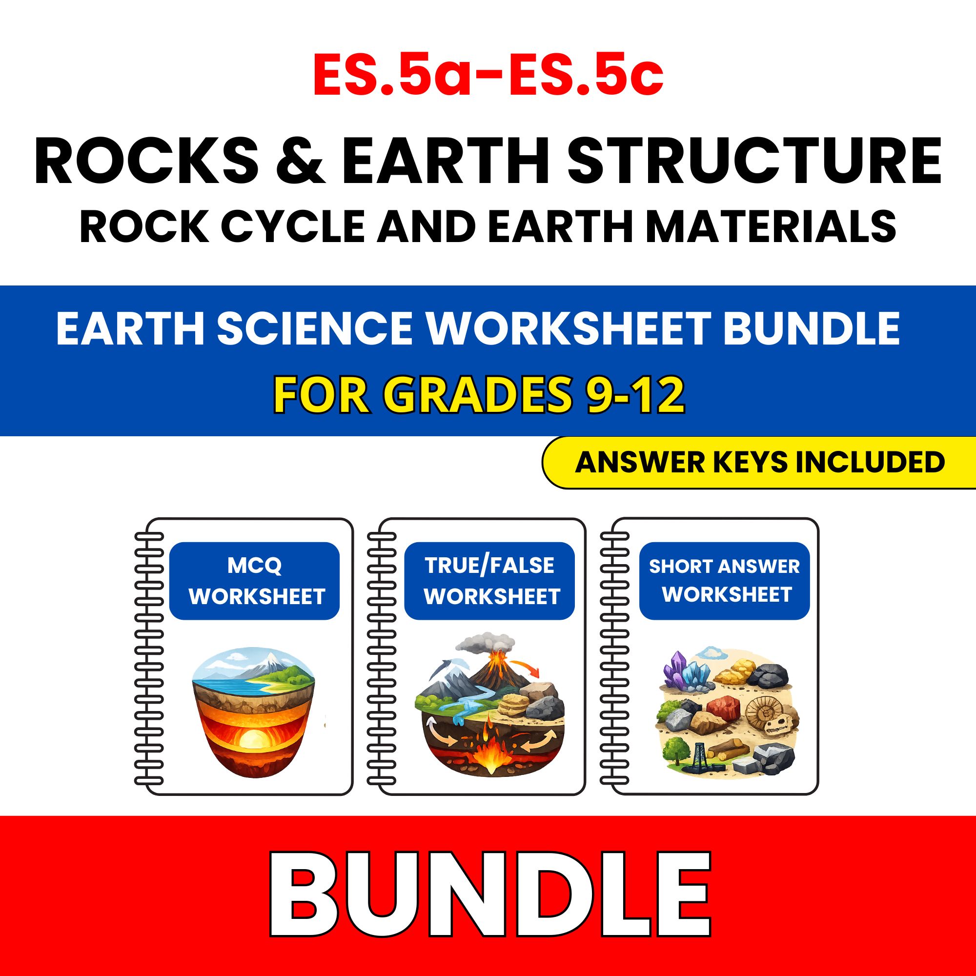 VA SOL Earth Science | Rocks and Earth | 45 Worksheets BUNDLE | Grade 9-12