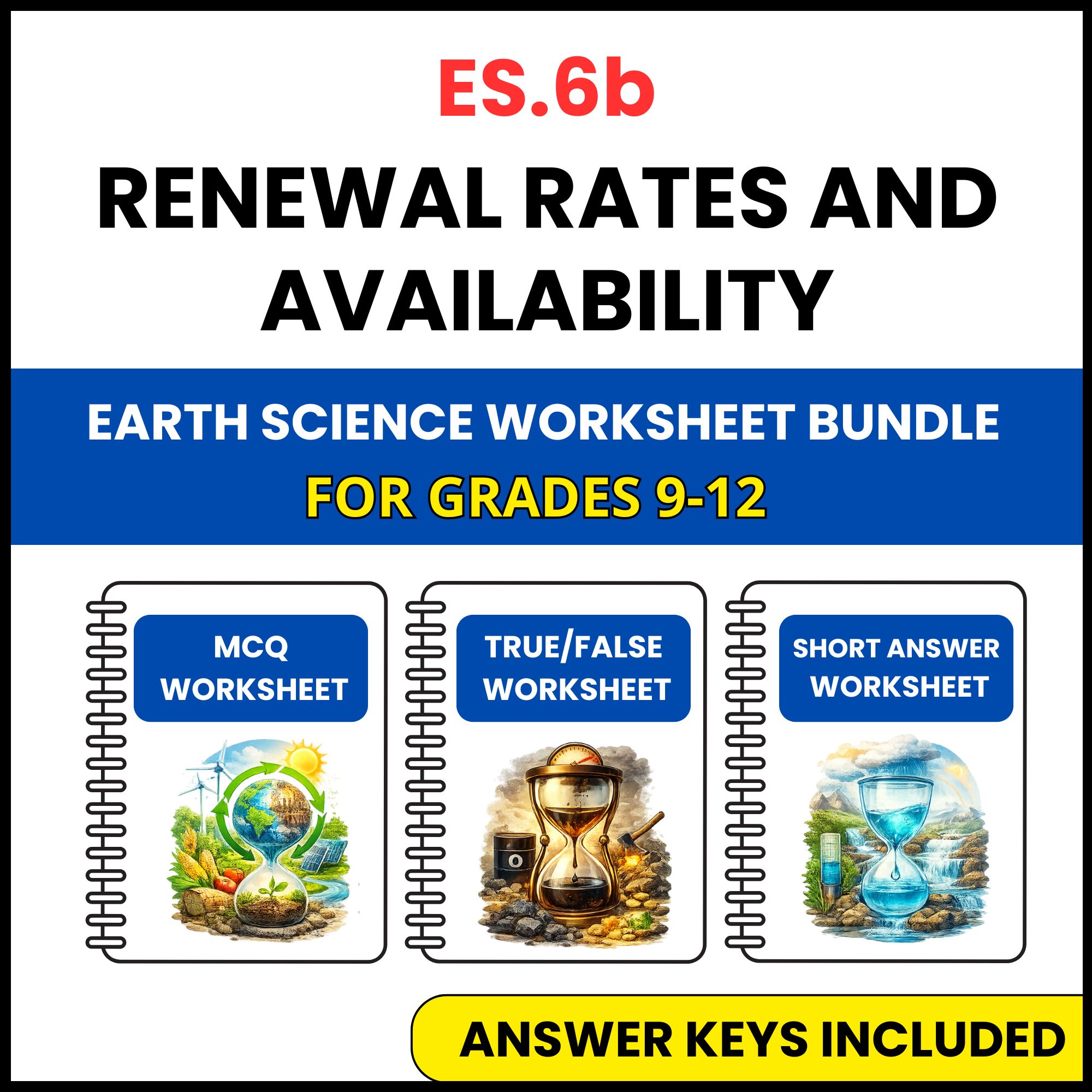 VA SOL Earth Science | Renewal Rates | 3 Worksheets | Grade 9-12