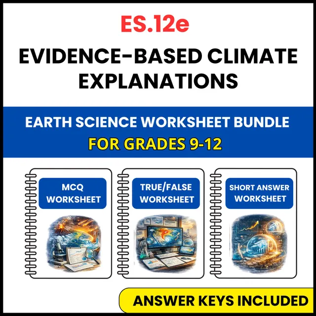 VA SOL Earth Science | Evidence Based Climate | 3 Worksheets | Grade 9-12