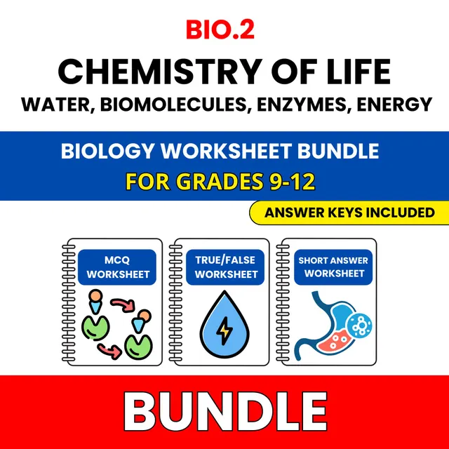 VA SOL Biology | Chemistry of Life Water | 45 Worksheets BUNDLE | Grade 9-12