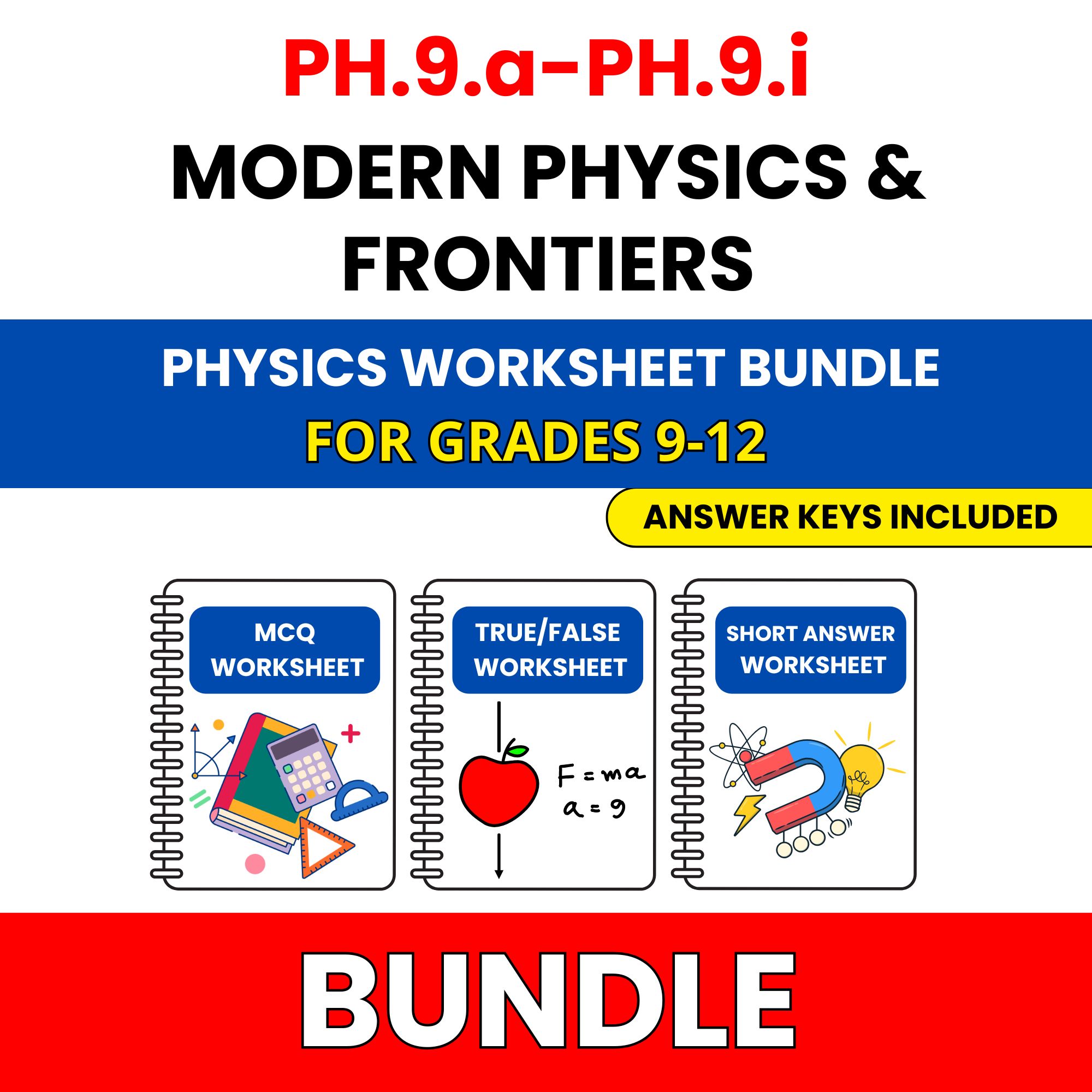 VA SOL Physics | Modern Physics | 45 Worksheets BUNDLE | Grade 9-12