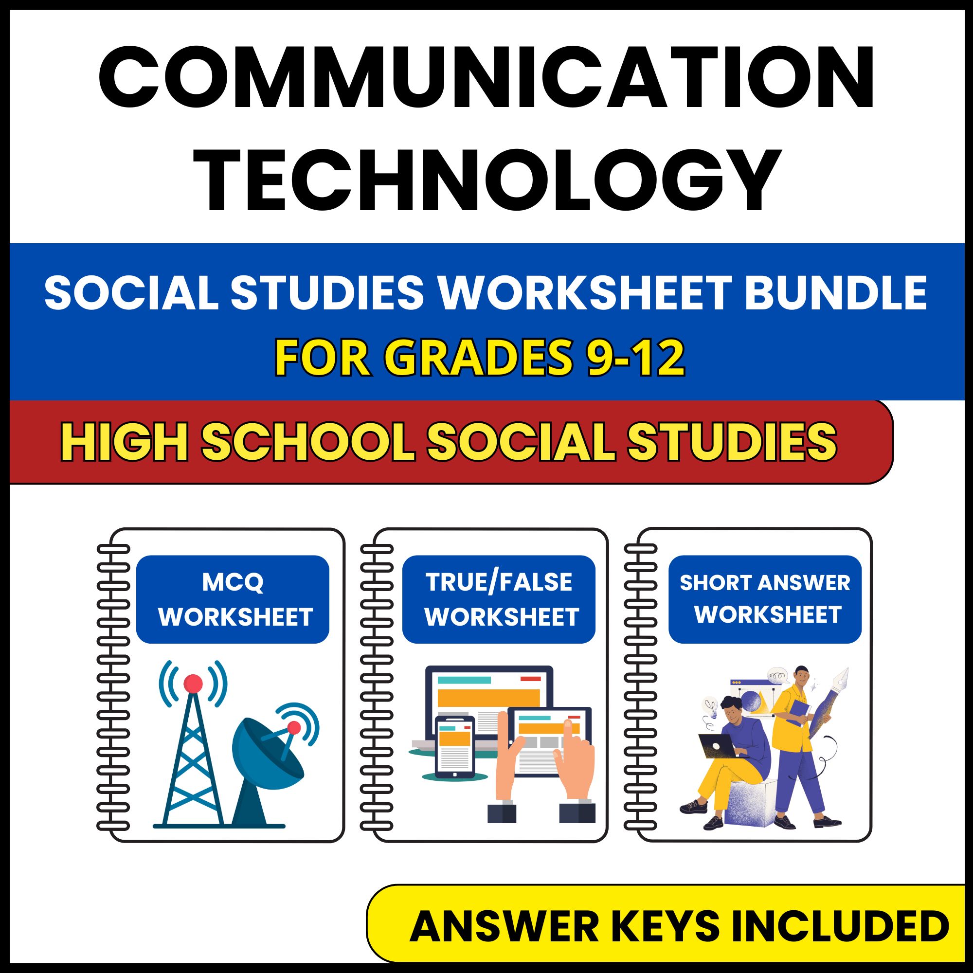 HS Social Studies | Communication Technology | 3 Worksheets | Grade 9-12