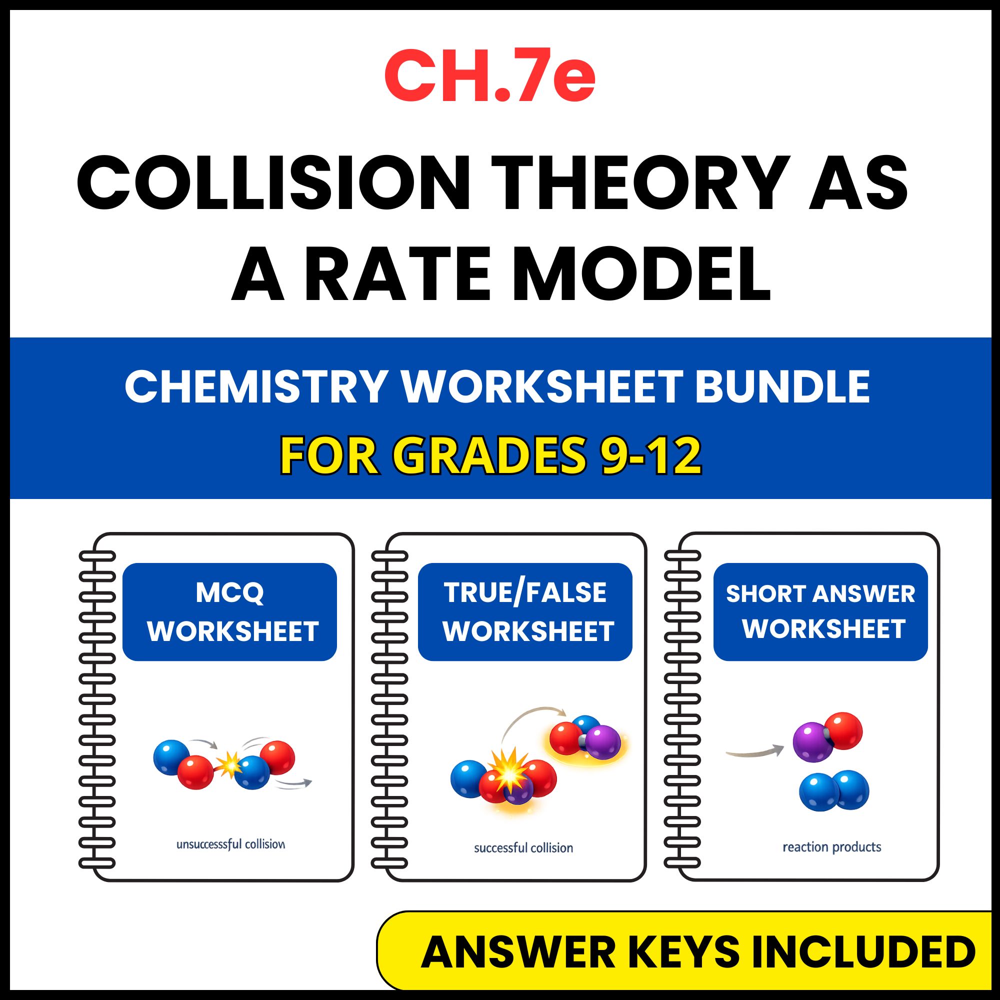 VA SOL Chemistry | Collision Theory as a Rate Model | 3 Worksheets | Grade 9-12
