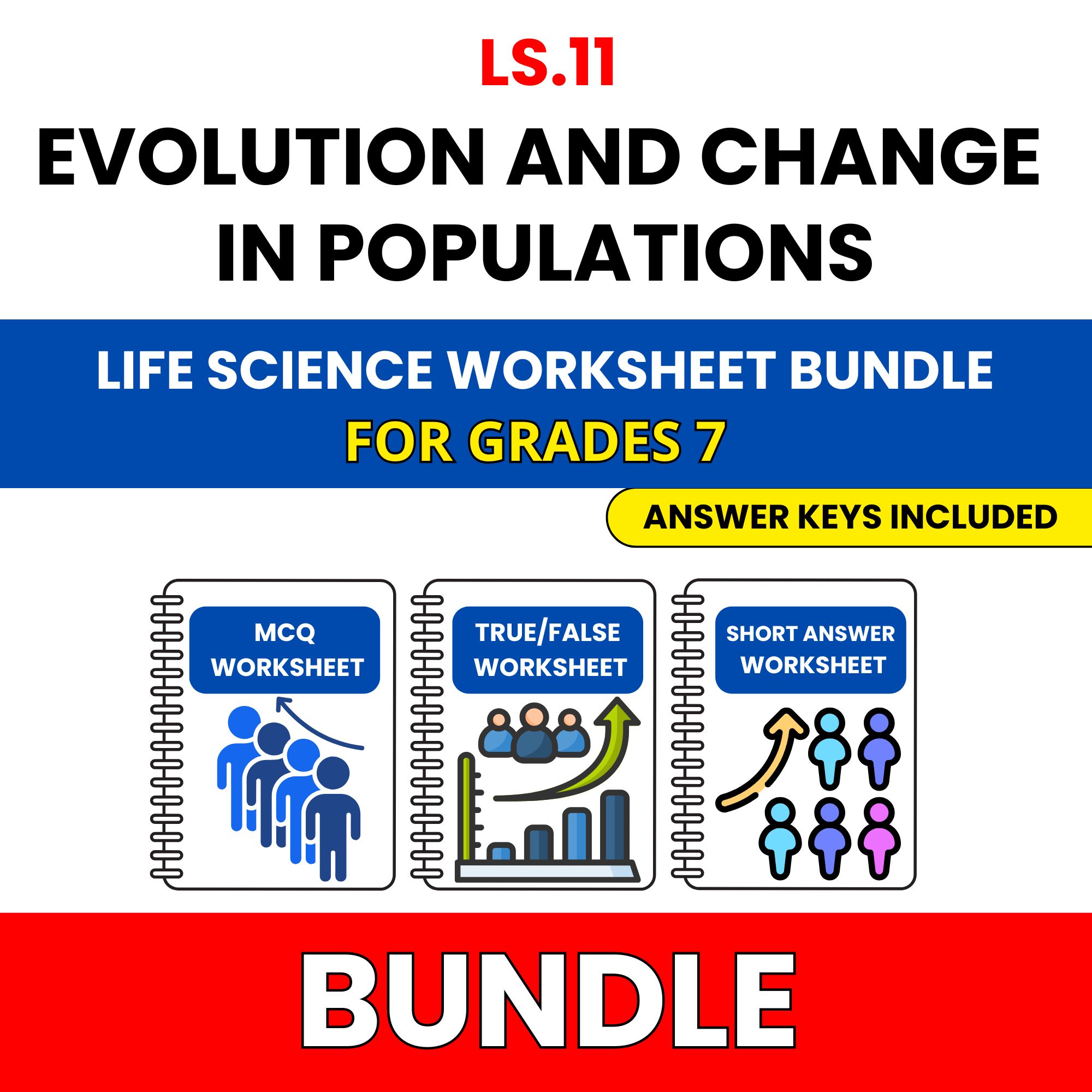 VA SOL Life Science | Evolution and Change | 45 Worksheets BUNDLE | Grade 7