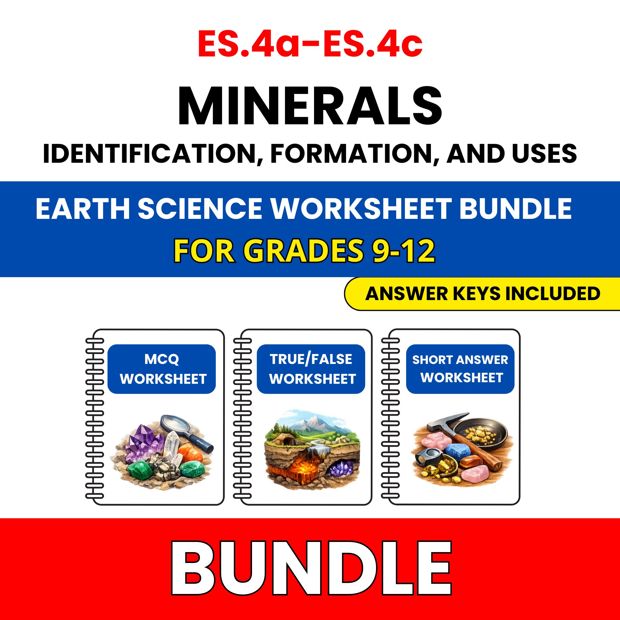 VA SOL Earth Science | Minerals | 45 Worksheets BUNDLE | Grade 9-12