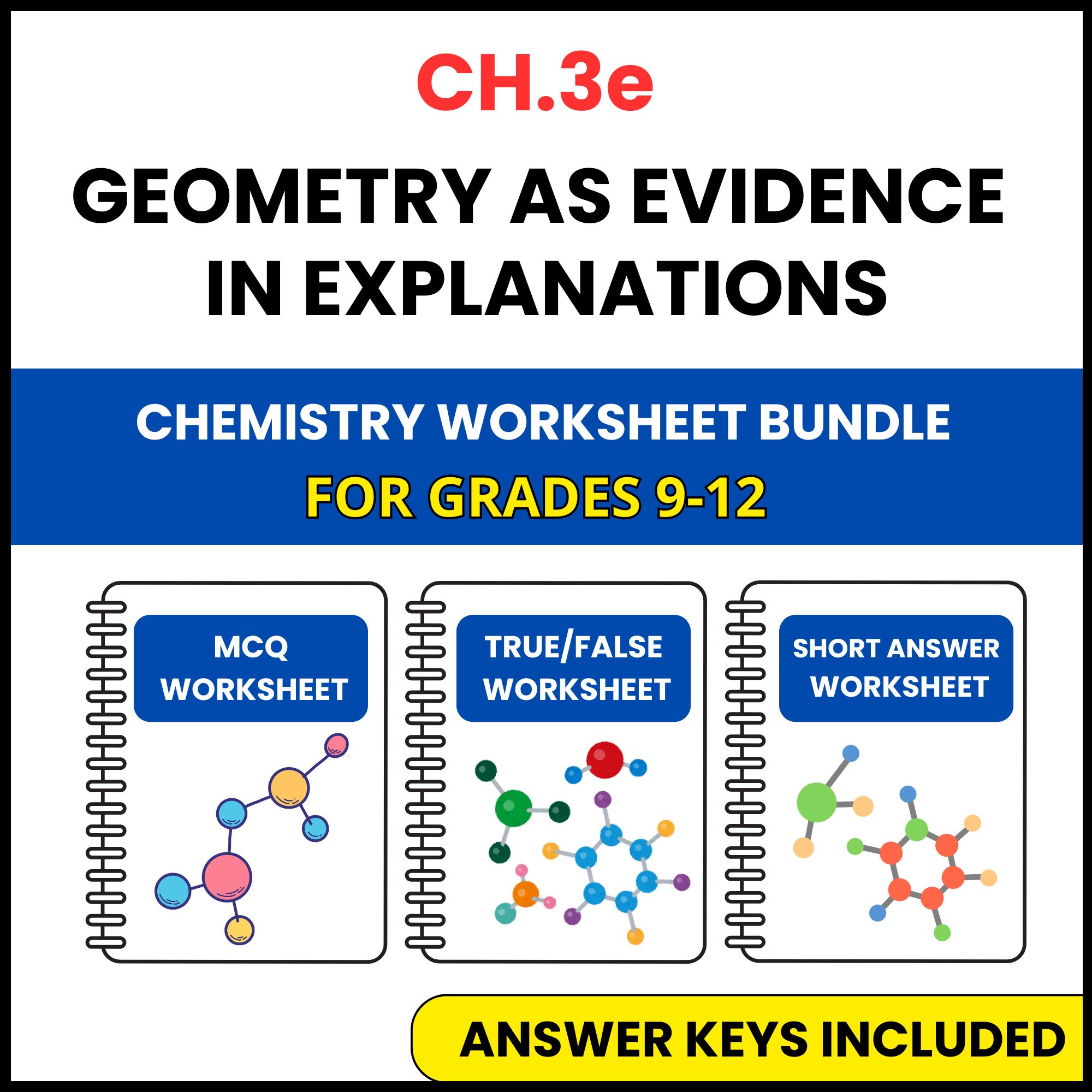 VA SOL Chemistry | Geometry as Evidence | 3 Worksheets | Grade 9-12