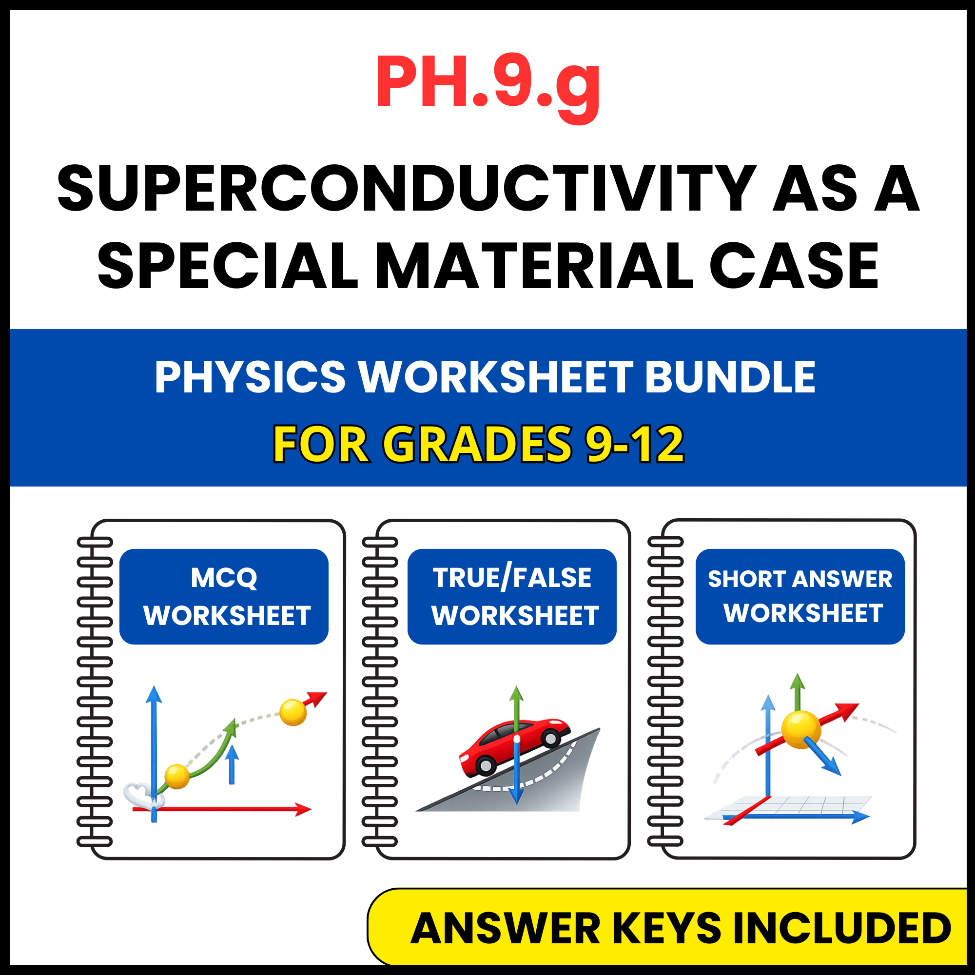 VA SOL Physics | Superconductivity as a Special | 3 Worksheets | Grade 9-12