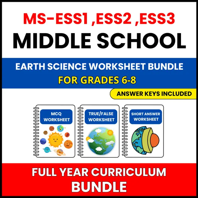MS NGSS Earth Science | Full Year Curriculum | 441 Worksheets BUNDLE | Grade 6-8