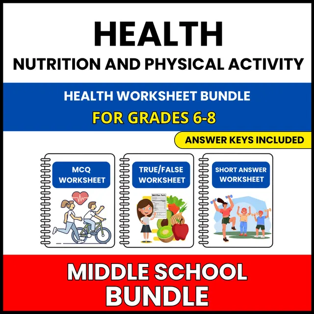 MS Health | Nutrition and Physical Activity | 42 Worksheets BUNDLE | Grade 6-8