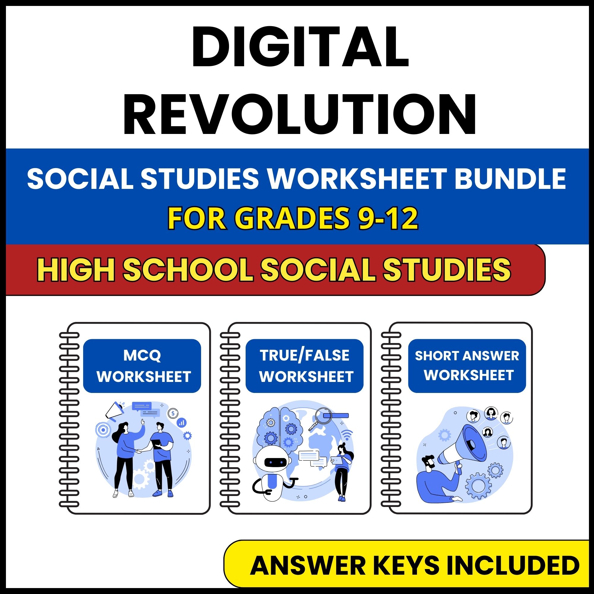 HS Social Studies | Digital Revolution | 3 Worksheets | Grade 9-12