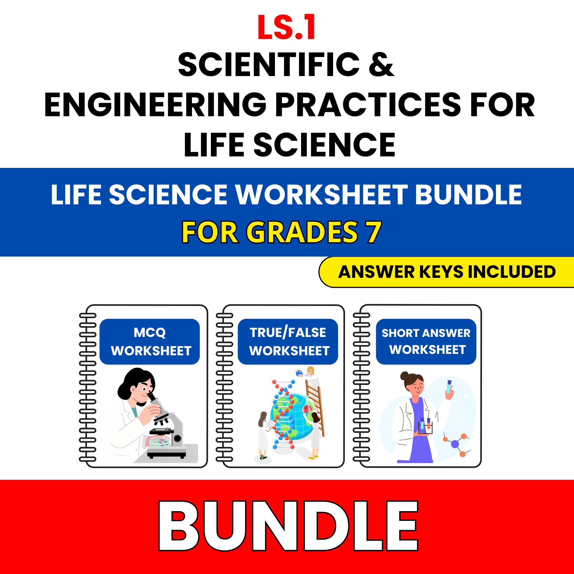 VA SOL Life Science | Scientific Practices | 45 Worksheets BUNDLE | Grade 7