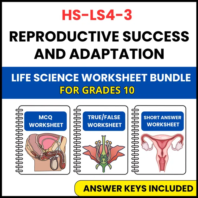 HS NGSS Life Science | Reproductive Success | 3 Worksheets | Grade 10