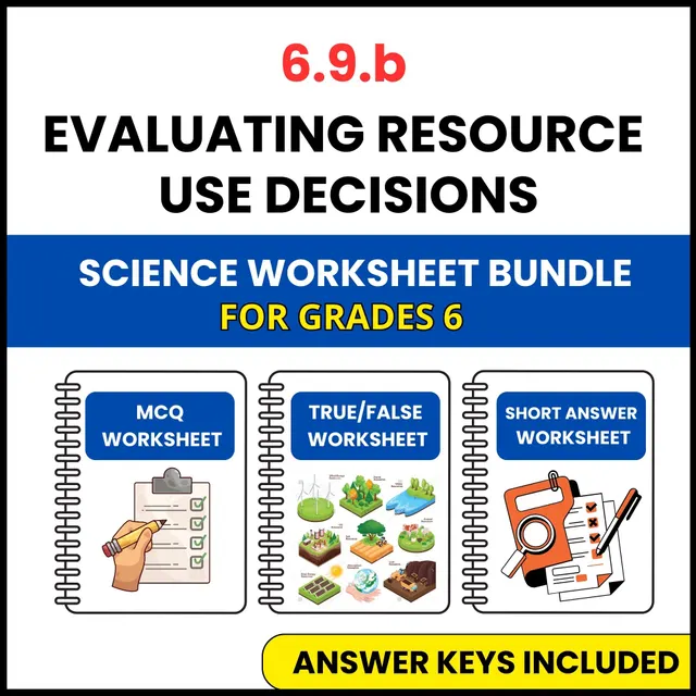 VA SOL Science | Evaluating Resource Use Decisions | 3 Worksheets | Grade 6
