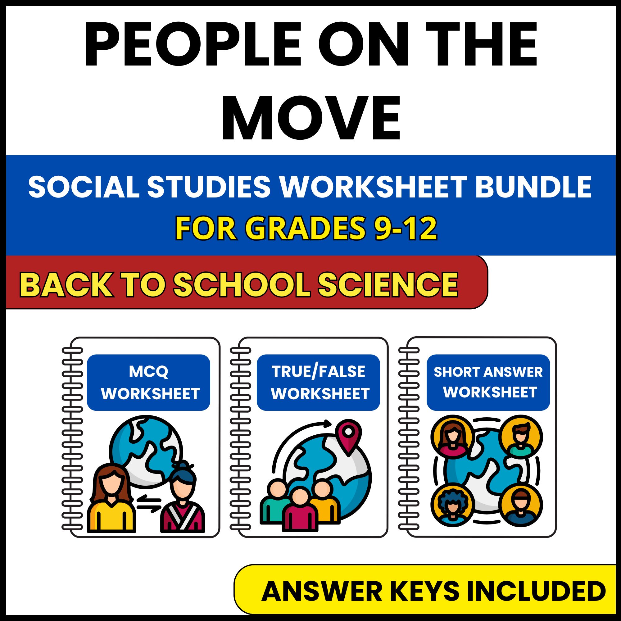 Back to School | People on the Move | 3 Worksheets | Grade 9-12